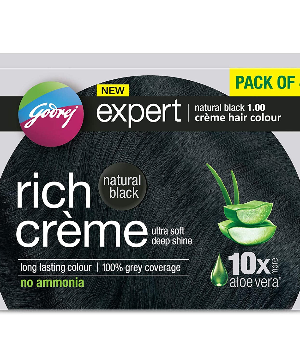 Godrej Expert Rich Creme Hair Colour Natural Black, Pack of 4 -  Godrej - Medizzo.com