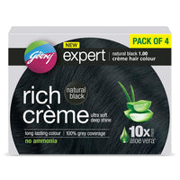 Godrej Expert Rich Creme Hair Colour Natural Black, Pack of 4 - Godrej - Medizzo.com