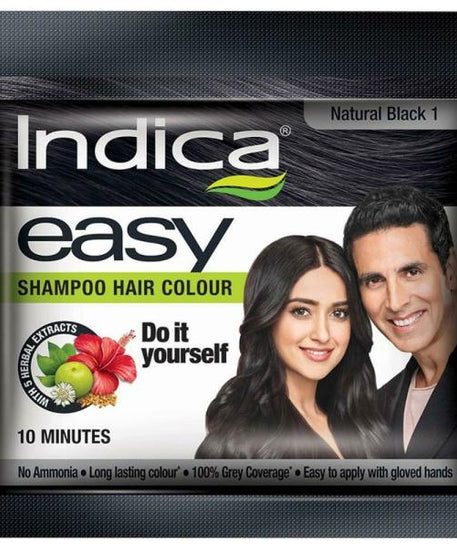 Indica Easy Shampoo Hair Colour Natural Black, 25ml -  Indica Easy - Medizzo.com