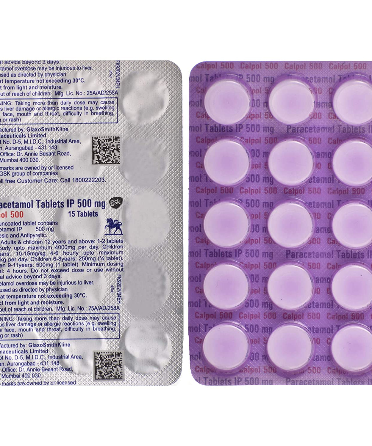 Calpol 500  - Paracetamol Tablets IP 500mg - 15Tablets -  GSK - Medizzo.com