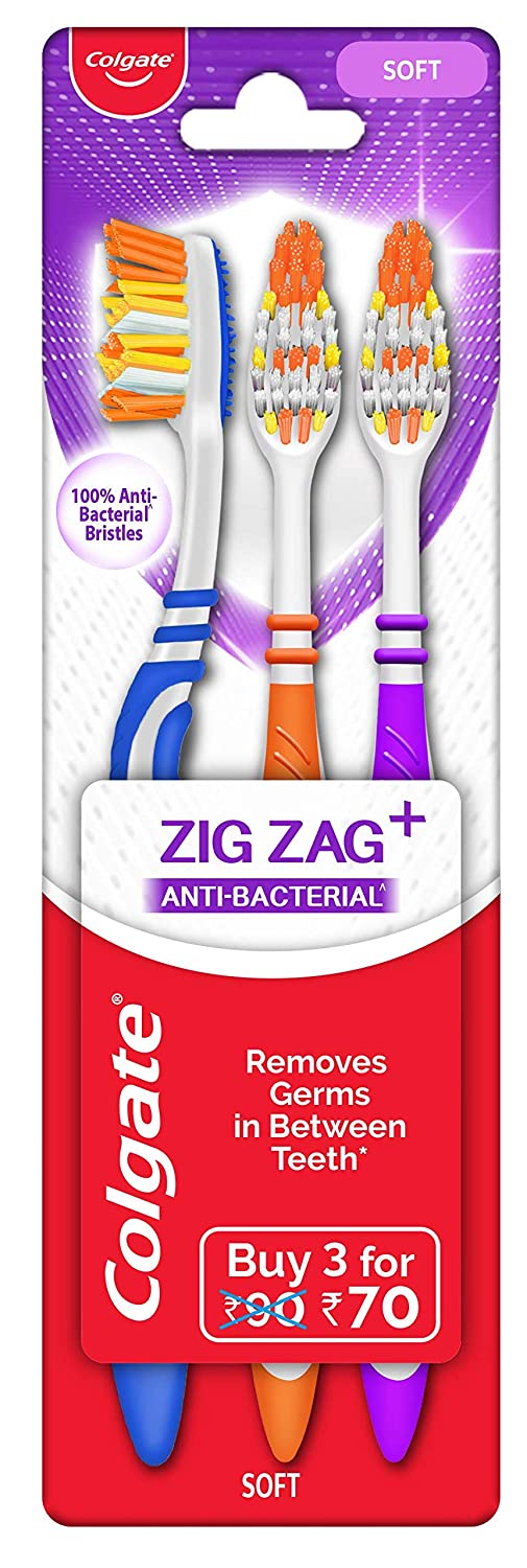 Colgate Zig Zag Soft Toothbrush - 3 Pieces -  Colgate - Medizzo.com