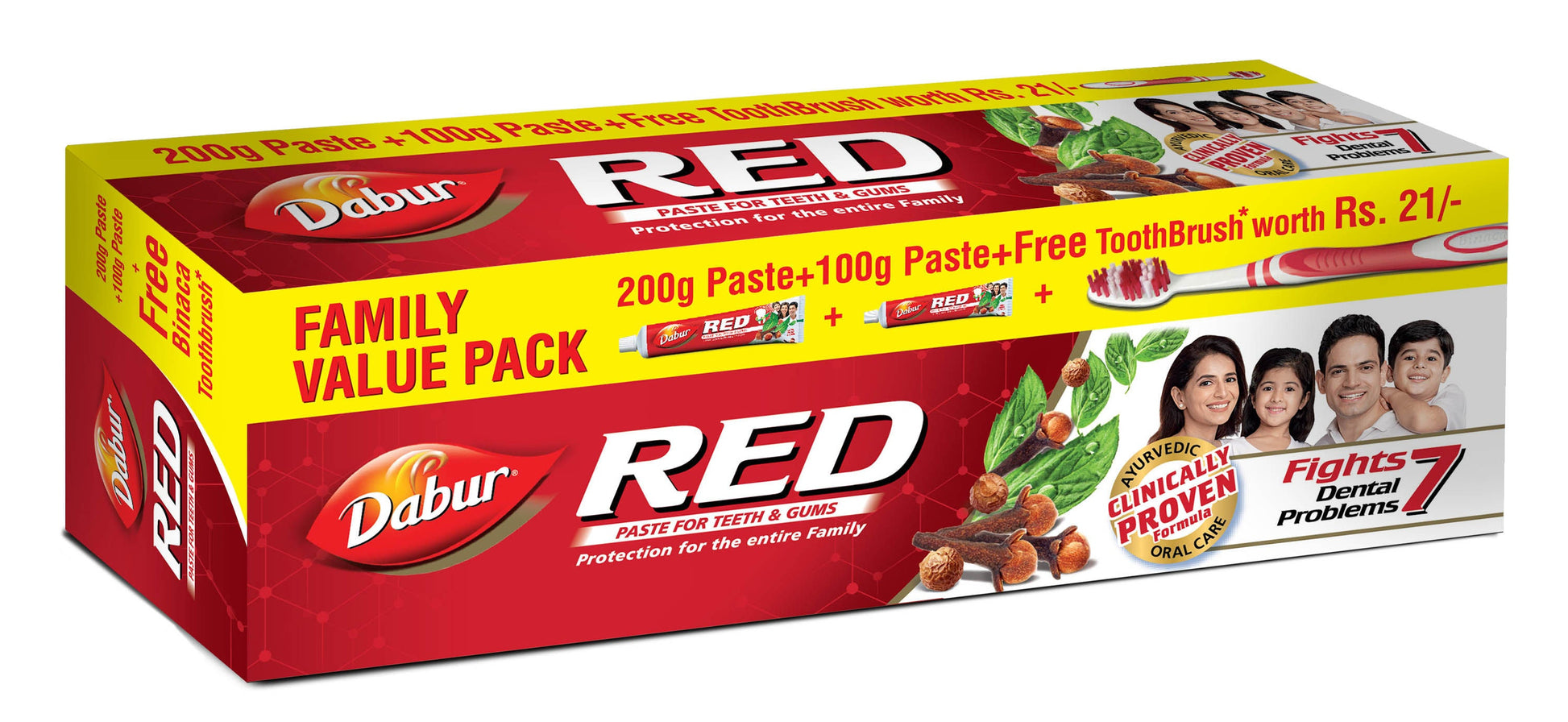 Dabur Red Toothpaste Family Pack - 200gm + 100gm -  Dabur - Medizzo.com