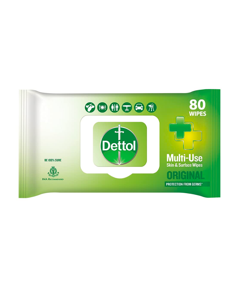 Dettol Disinfectant Sanitizer Wet Wipes for Skin & Surfaces Original ‚Äì 80 Count