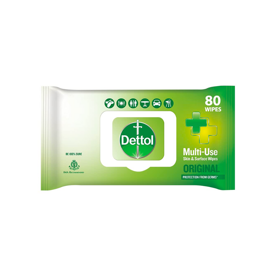 Dettol Disinfectant Sanitizer Wet Wipes for Skin & Surfaces Original ‚Äì 80 Count