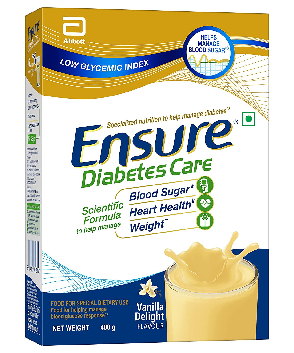 Ensure Diabetes Care 400gm - Vanilla Flavour - Refill Pack -  Abbott - Medizzo.com