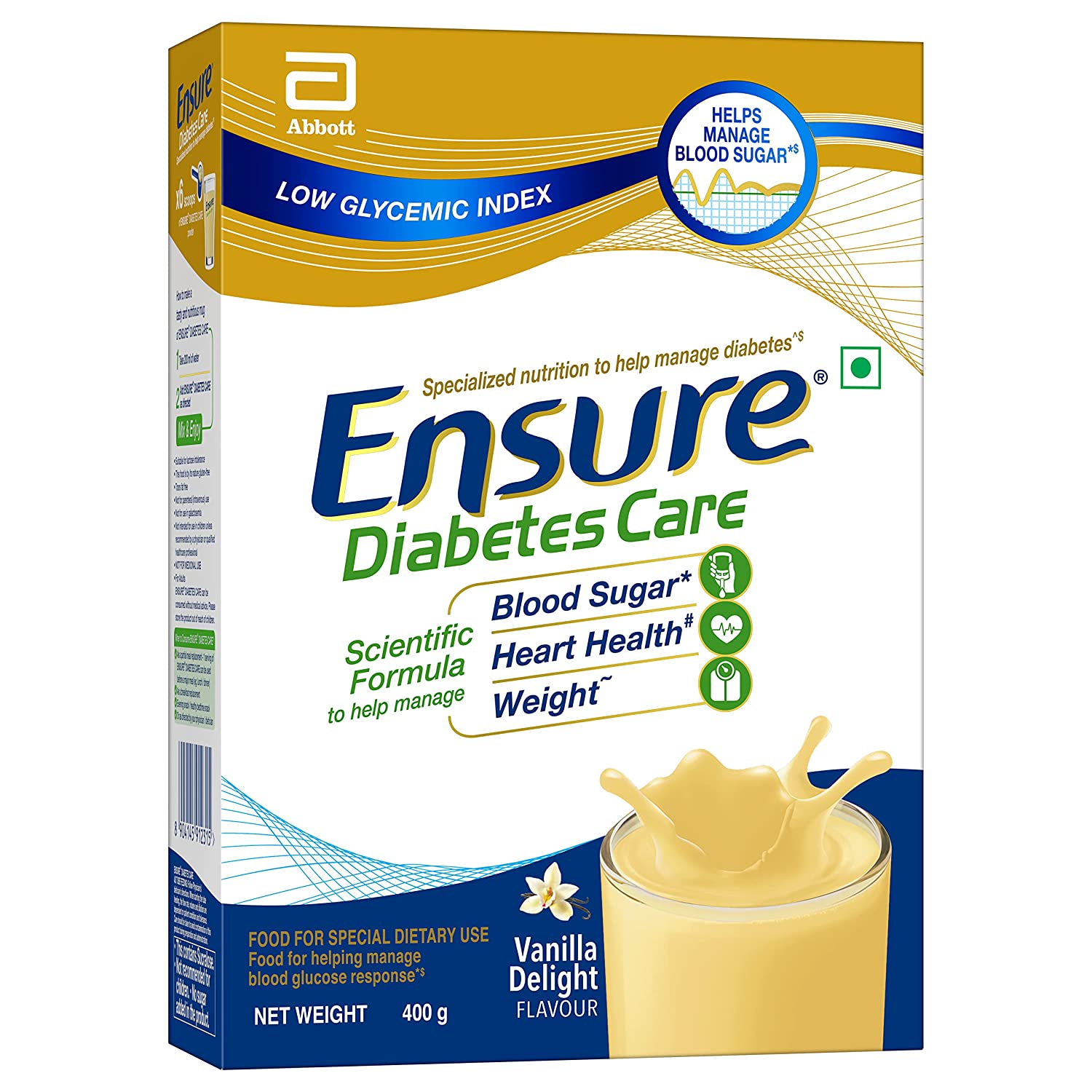 Ensure Diabetes Care 400gm - Vanilla Flavour - Refill Pack -  Abbott - Medizzo.com