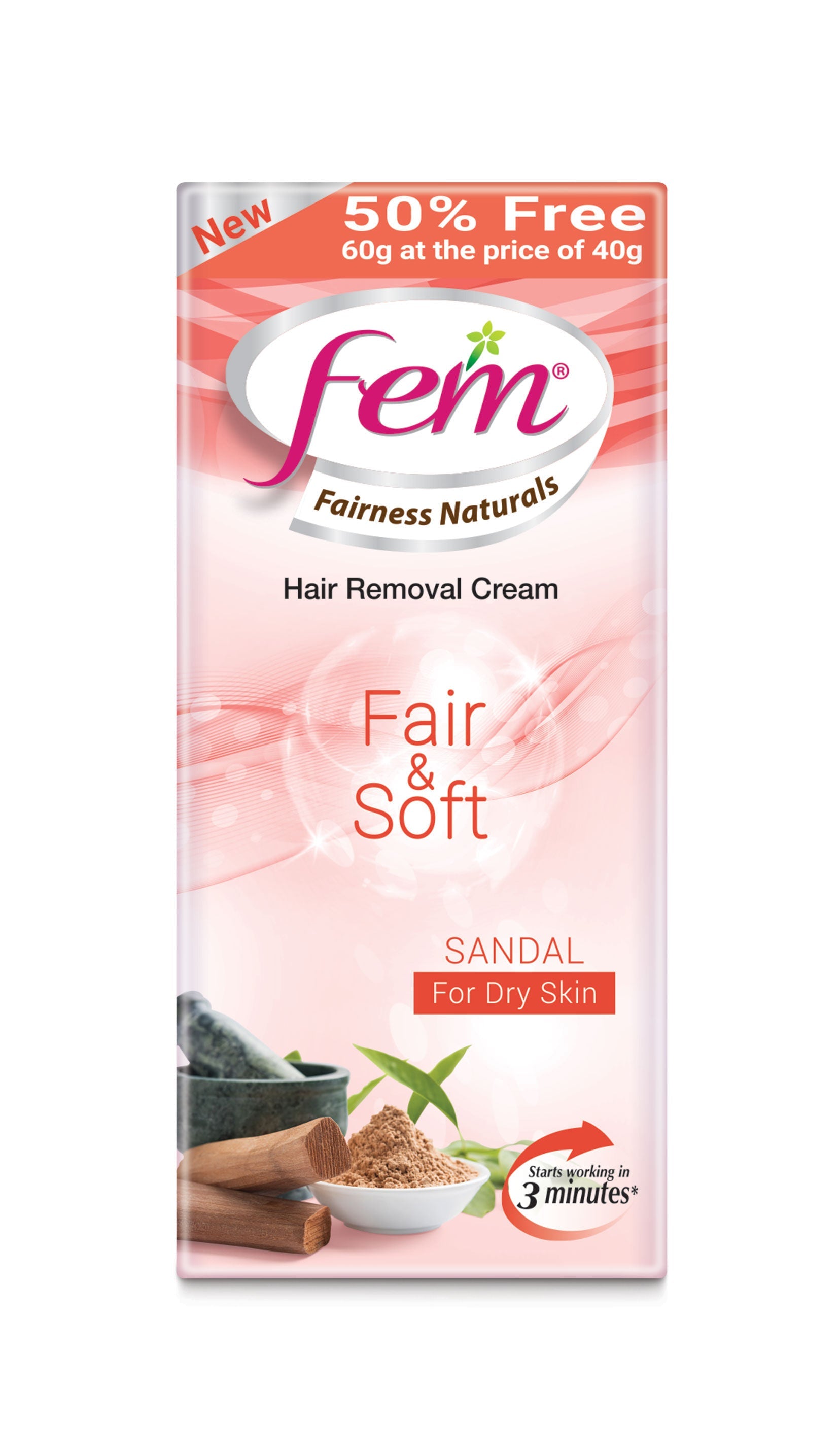 Fem hair removal cream - Sandal - For Dry Skin - 40gm -  Dabur - Medizzo.com