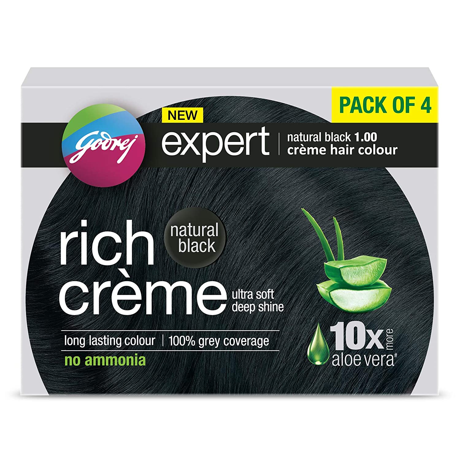 Godrej Expert Rich Creme Hair Colour Natural Black, Pack of 4 -  Godrej - Medizzo.com