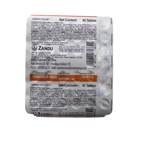 Ekangveer rasa tablets - 40Tablets -  Zandu - Medizzo.com