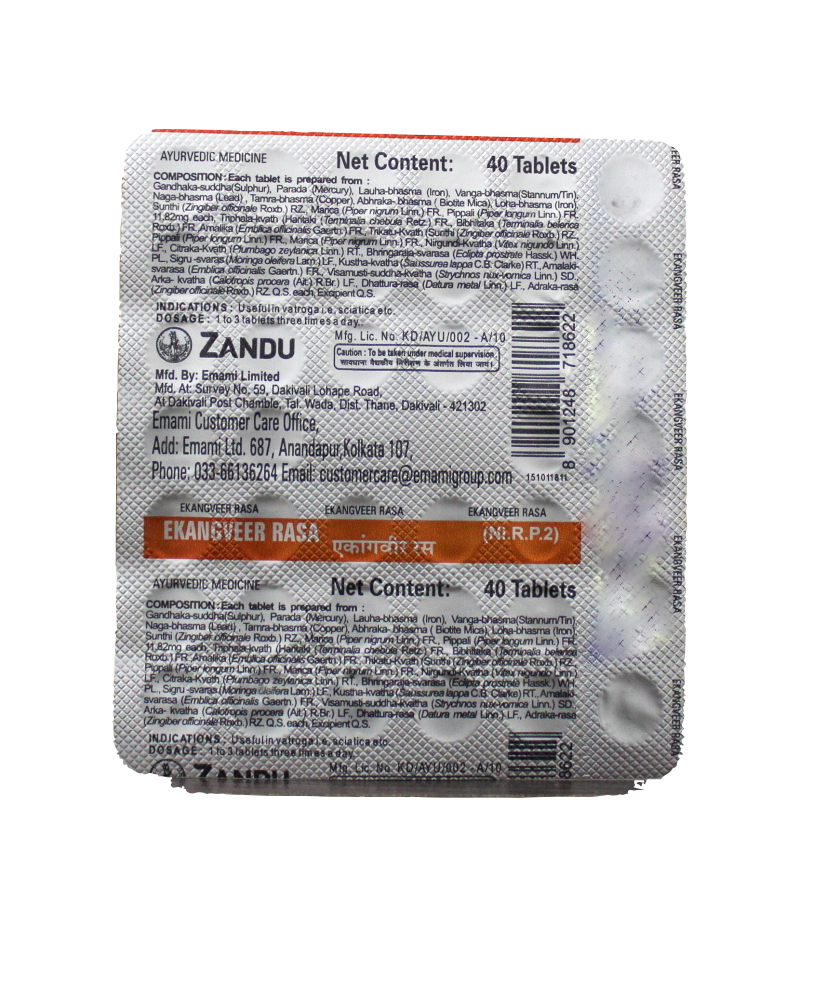 Ekangveer rasa tablets - 40Tablets -  Zandu - Medizzo.com