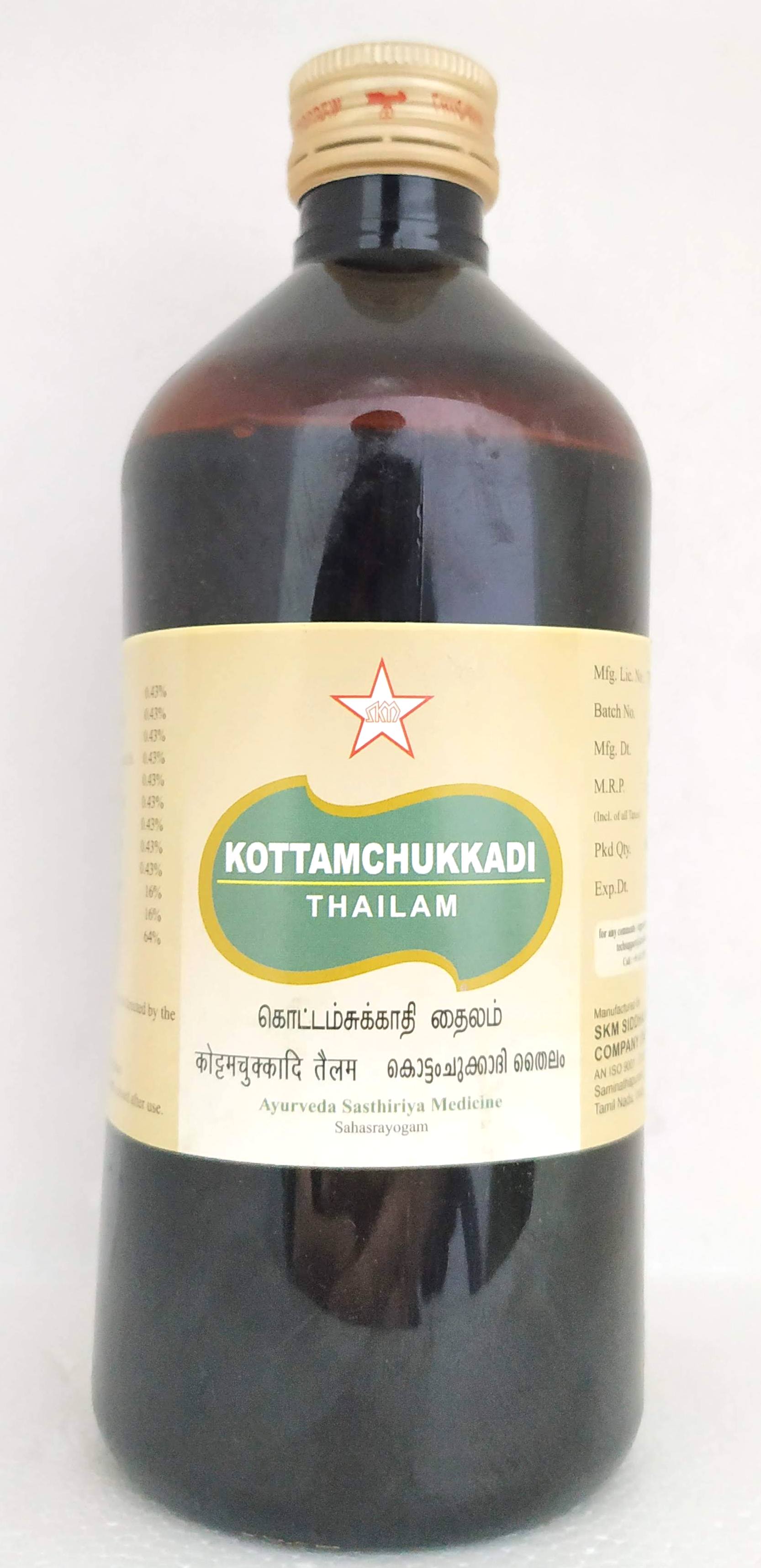 Kottamchukkadi thailam 450ml -  SKM - Medizzo.com