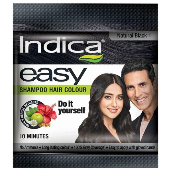 Indica Easy Shampoo Hair Colour Natural Black, 25ml -  Indica Easy - Medizzo.com