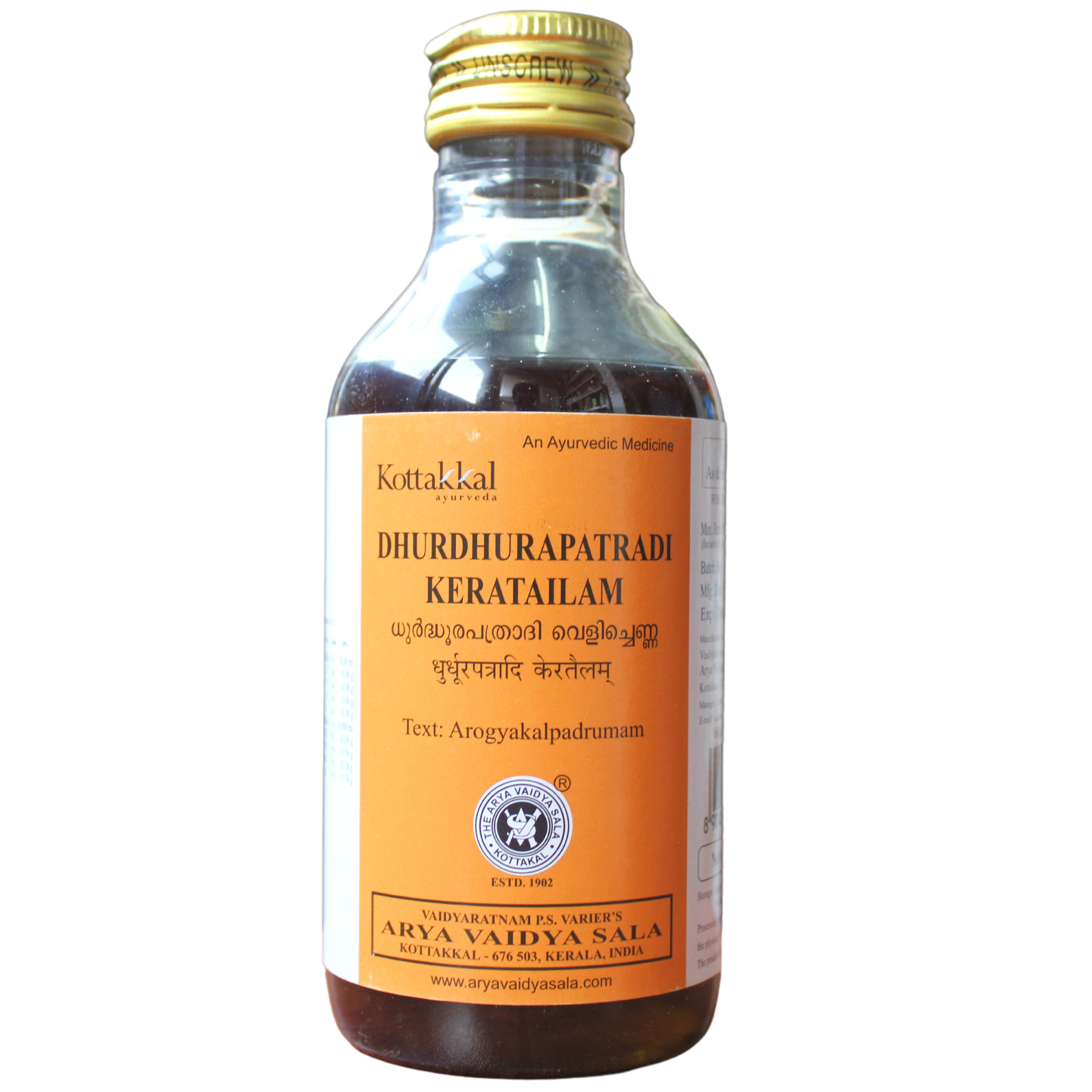 Kottakkal Dhuradhurapatradi Kera Thailam 200ml -  Kottakkal - Medizzo.com