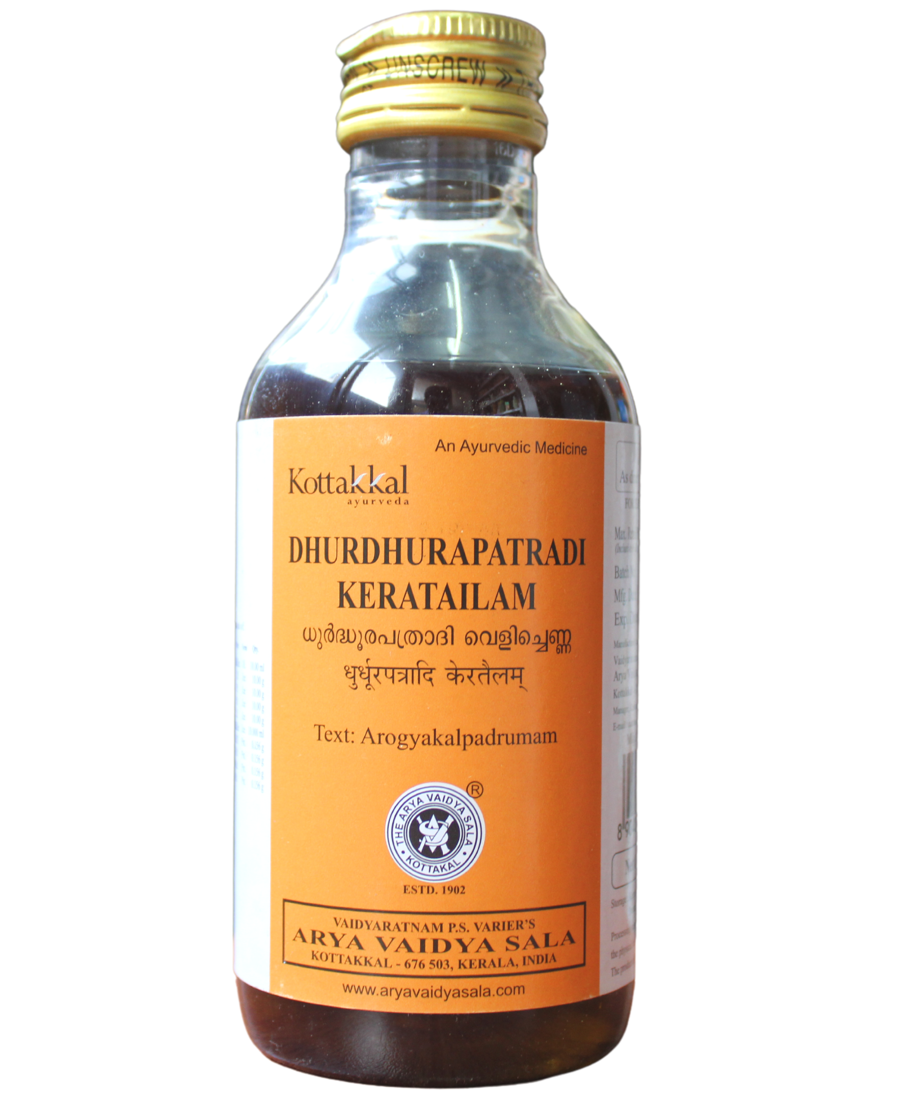 Kottakkal Dhuradhurapatradi Kera Thailam 200ml -  Kottakkal - Medizzo.com