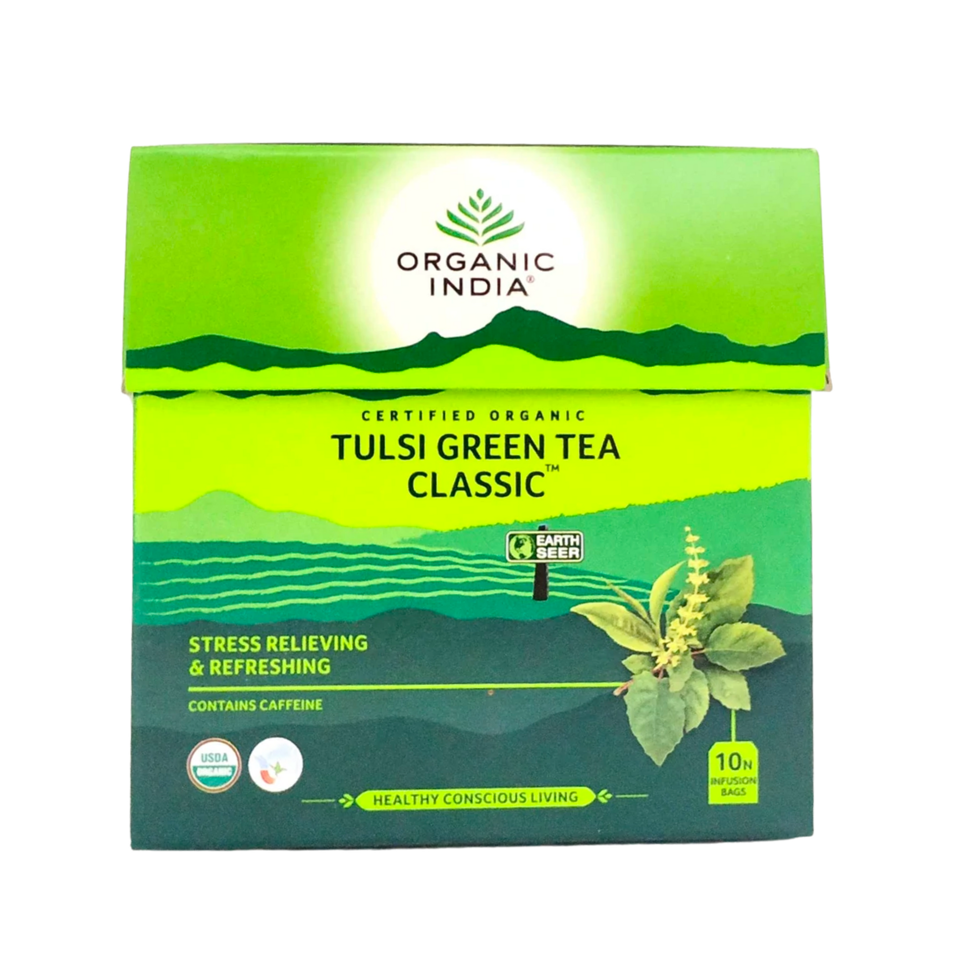 Organic India Tulsi Green Tea Classic - 10 Sachets -  Organic India - Medizzo.com