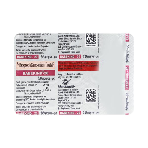 Rabekind 20mg Tablets - 15Tablets -  Mankind - Medizzo.com