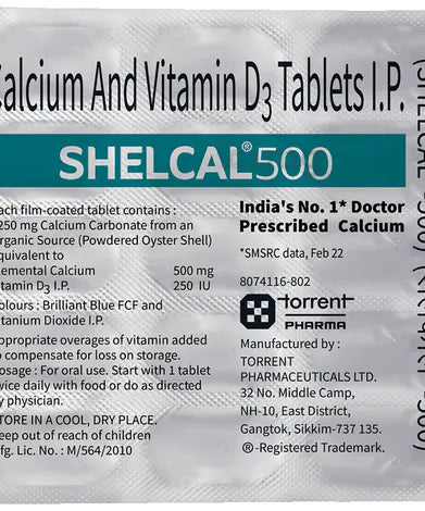 Shelcal 500 Tablets - 15Tablets -  Torrent Pharma - Medizzo.com