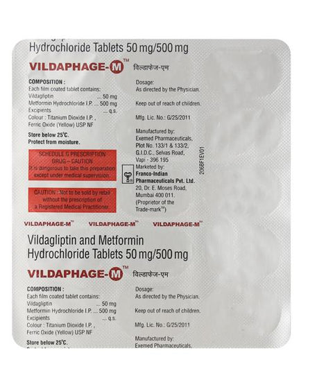 Vidlaphage-M Tablets - 15Tablets -  Franco Indian Pharma - Medizzo.com