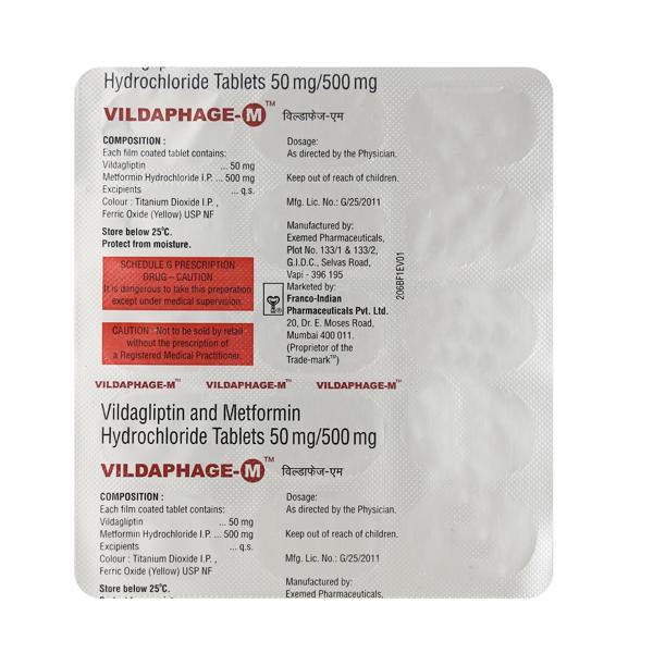 Vidlaphage-M Tablets - 15Tablets -  Franco Indian Pharma - Medizzo.com