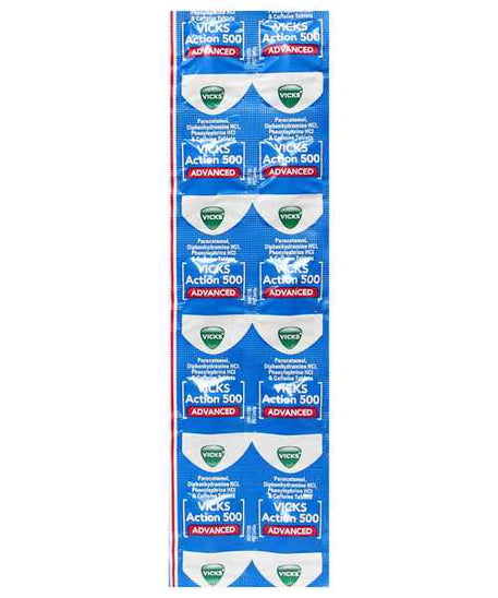 Vicks Action 500 Advanced - 10 Tablets -  Vicks - Medizzo.com